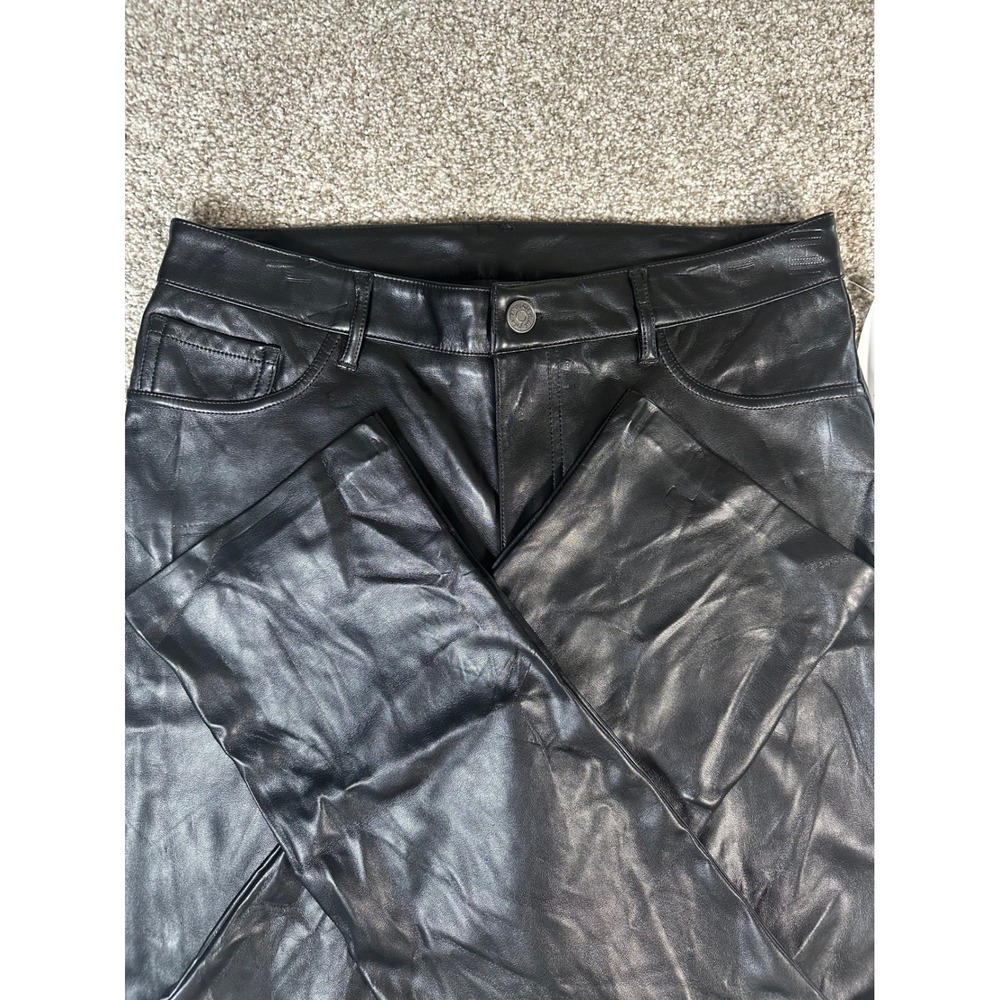 Joie Joie Pant Black Faux Leather Straight Leg Trousers JE1000 Size 8 NWT